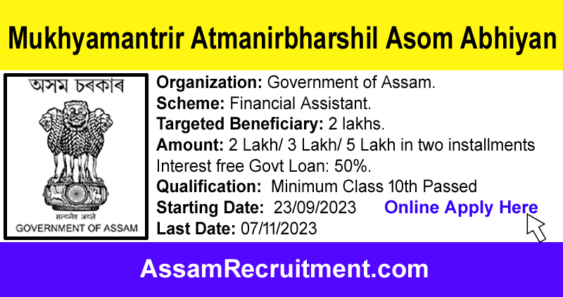 Mukhyamantrir Atmanirbharshil Asom Abhiyan 2023 Submit Online Application Here