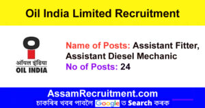 Oil India Limited Recruitment – 24 Assistant Fitter & Assistant Diesel Mechanic Posts